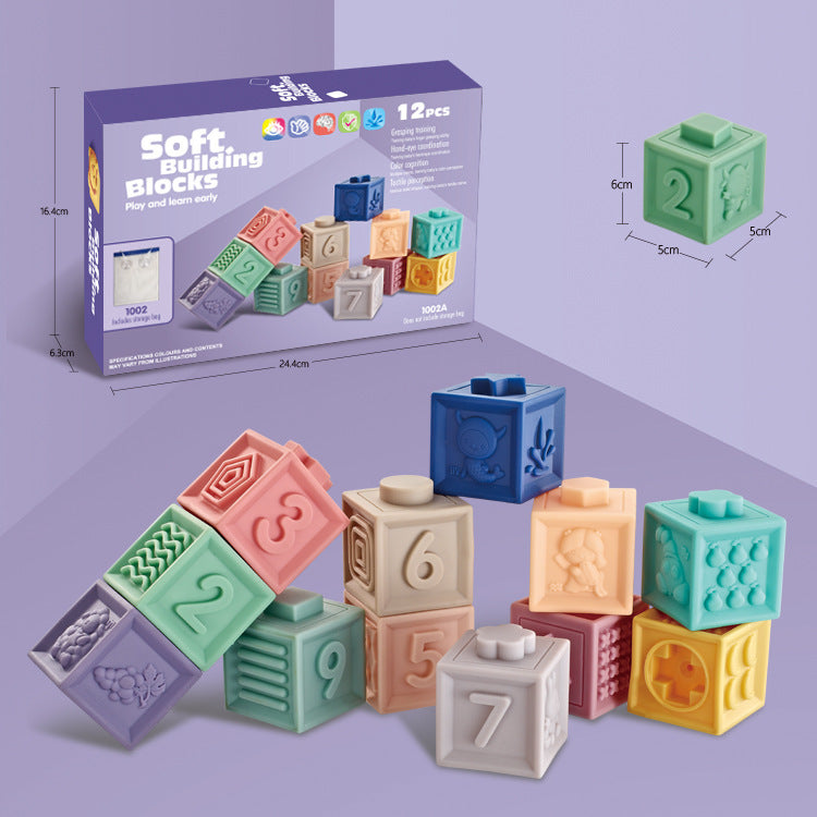 Soft Rubber Animal Building Blocks – Early Learning Puzzle Toy for Babies & Toddlers