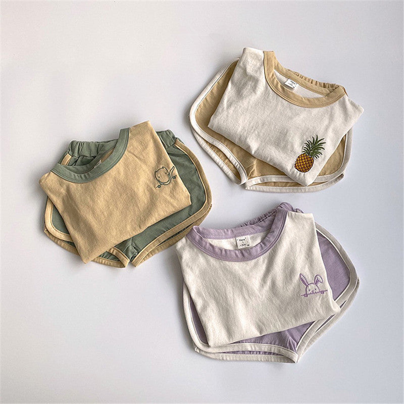 Korean-Style Summer Baby Set – Lightweight Cotton Two-Piece (Unisex)