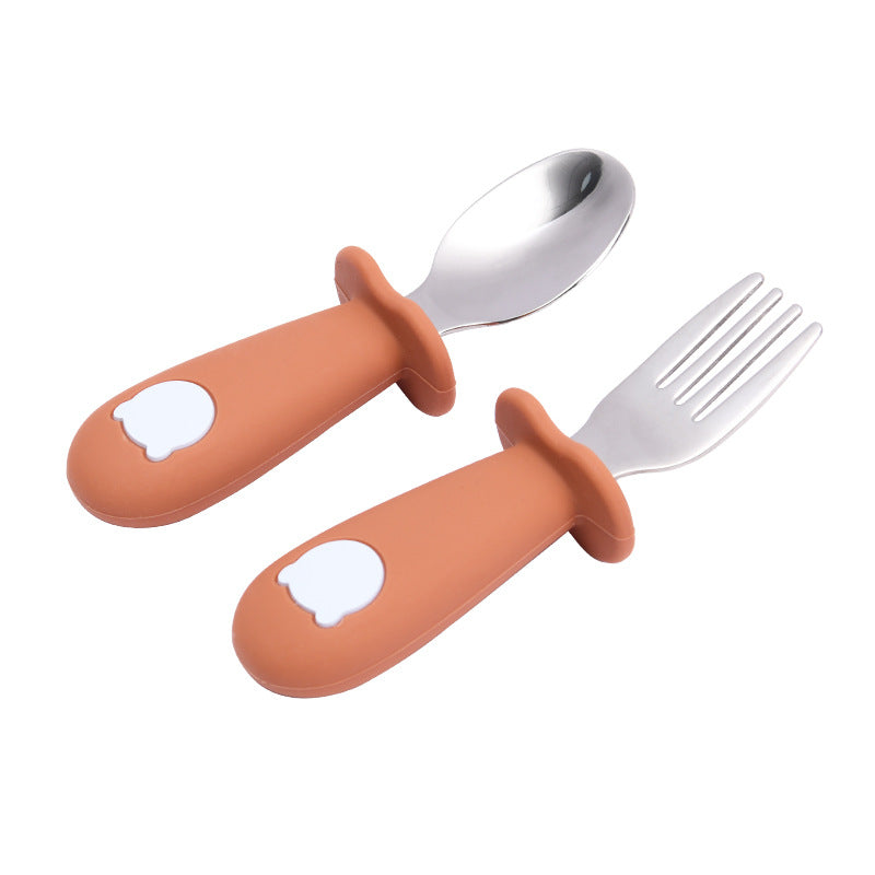 Cartoon Baby Tableware Set – Stainless Steel Fork & Spoon for Toddlers