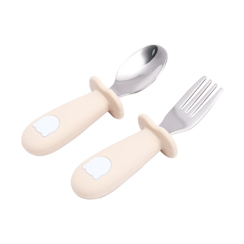 Cartoon Baby Tableware Set – Stainless Steel Fork & Spoon for Toddlers