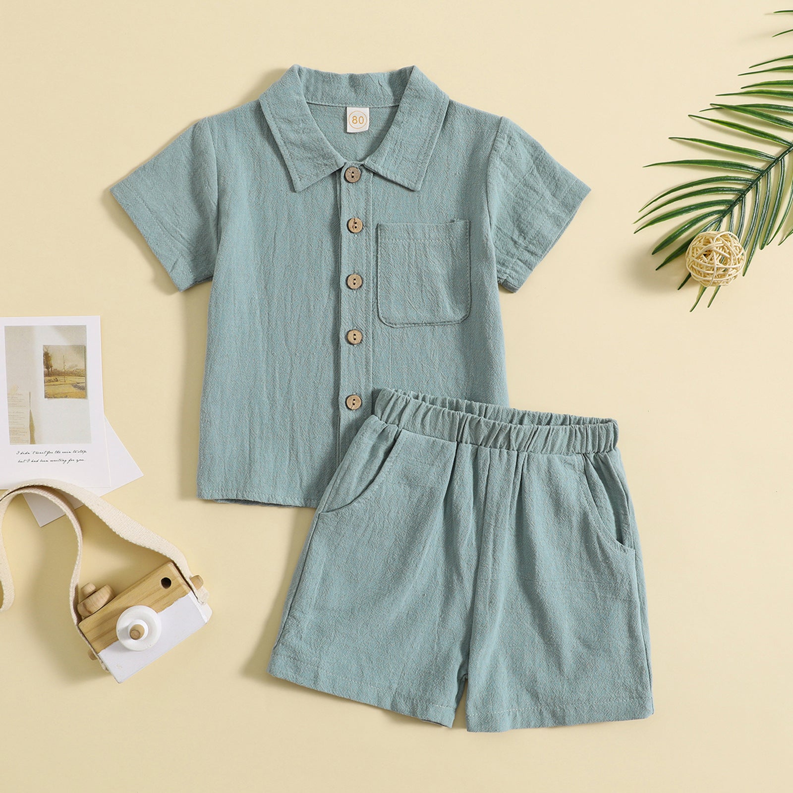 Baby Boy Summer Outfit – Cotton Linen 2-Piece Set