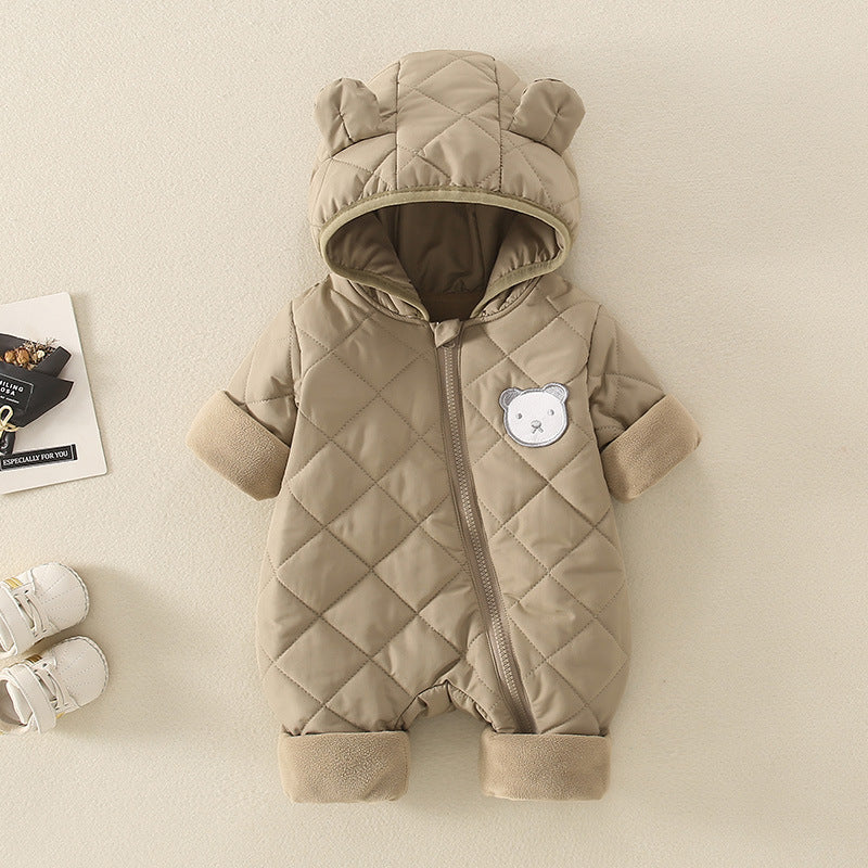Thick Cotton Baby Jumpsuit for Autumn & Winter – Warm Outdoor Romper for Newborns
