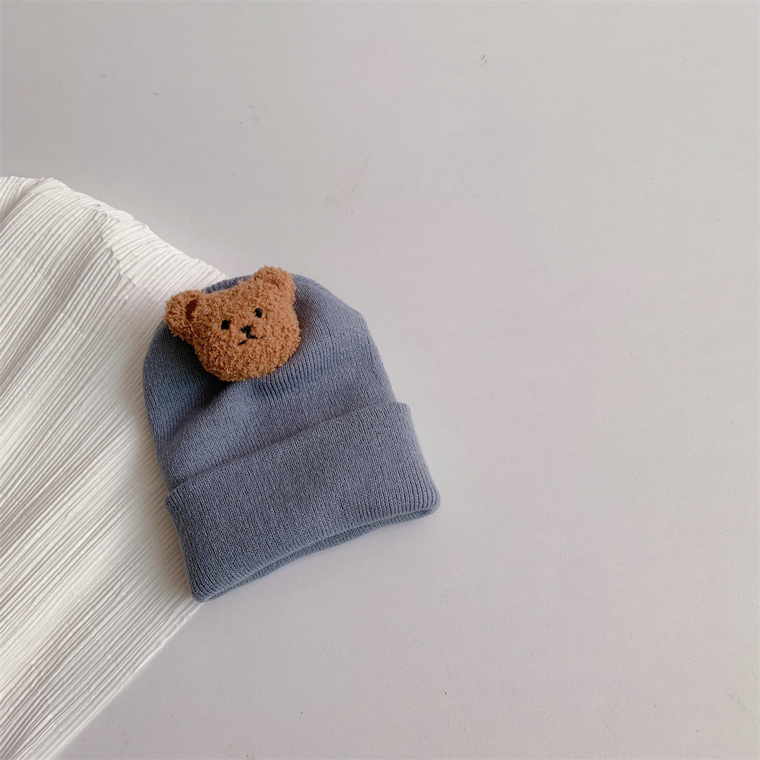Baby Bear Knit Wool Hat – Warm Winter Pullover Hat (0–1 Year)