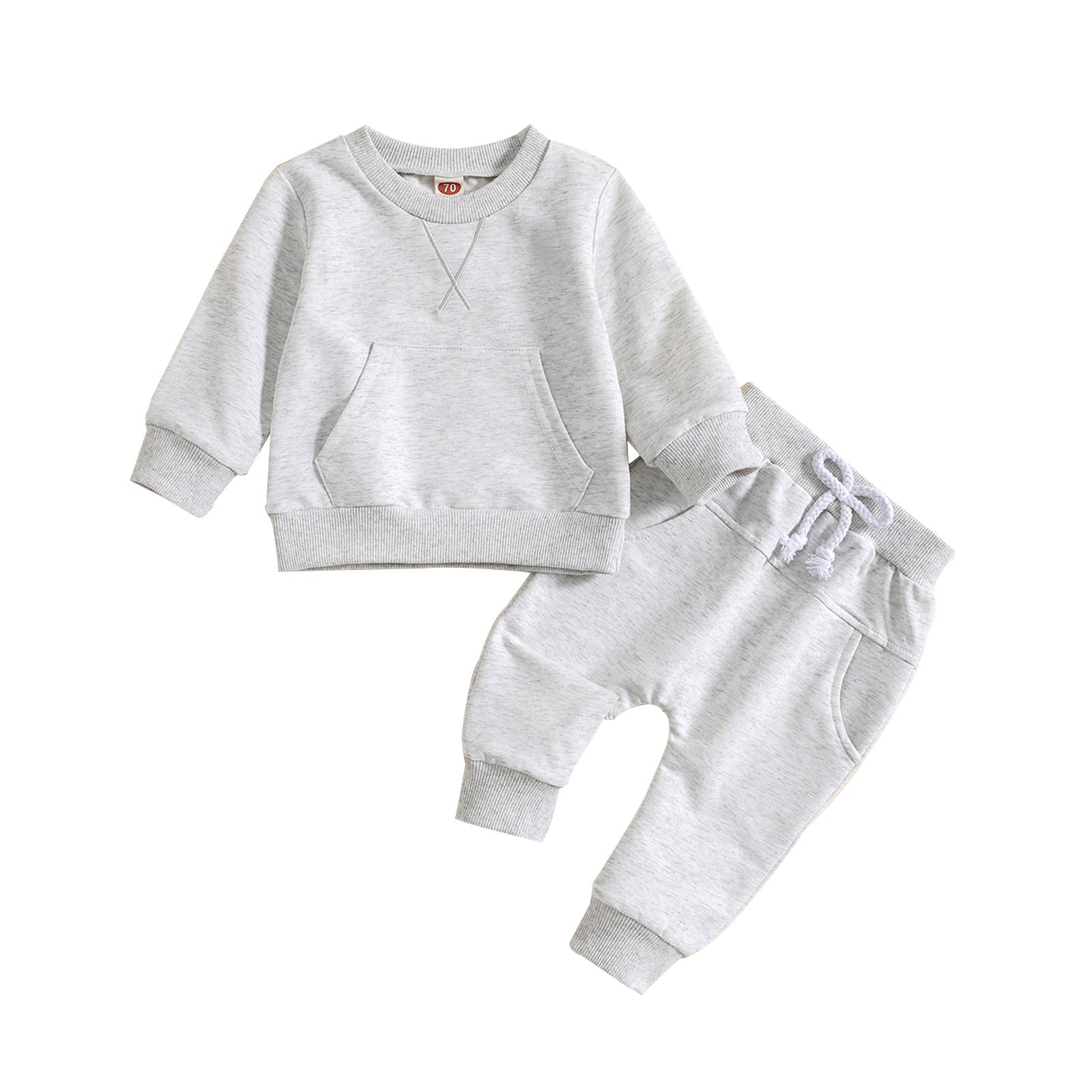 Children’s Solid Color Hoodie & Pants Set – Embroidered Letter Two-Piece Outfit for Boys & Girls