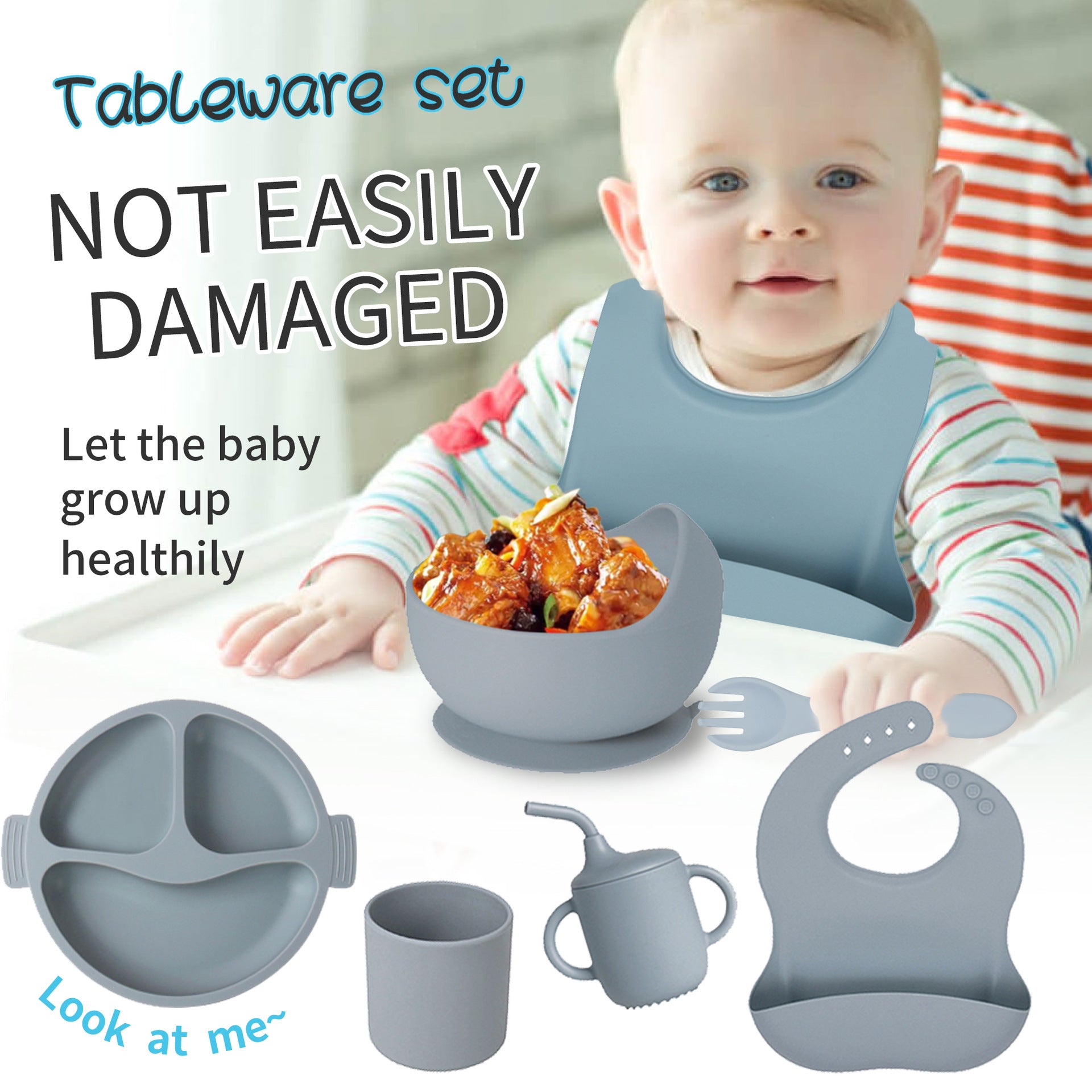 Silicone Divided Baby Plate – 3-Compartment Feeding Set for Toddlers