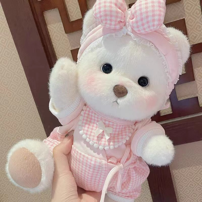 Handmade Jointed Bear Plush Doll – 30cm Soft Toy with Baby Clothes (Medium Size)