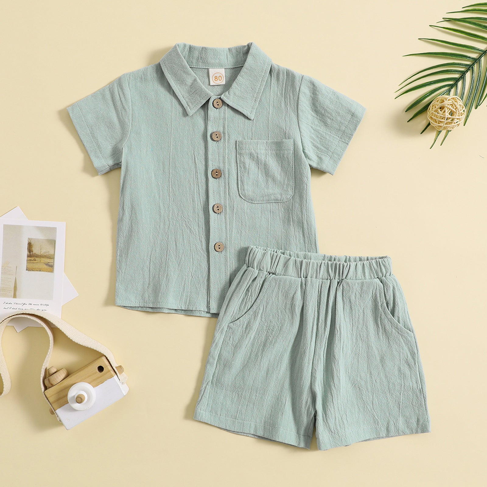 Baby Boy Summer Outfit – Cotton Linen 2-Piece Set