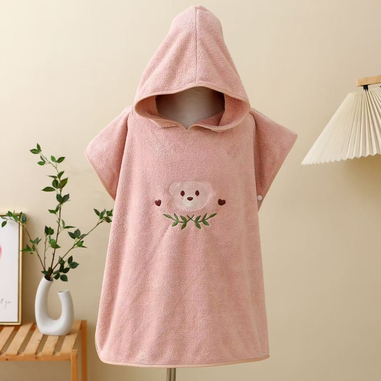 Children's bath towel, cape with hat, baby coral fleece absorbent quick drying bathrobe, vacation men's and women's beach towel