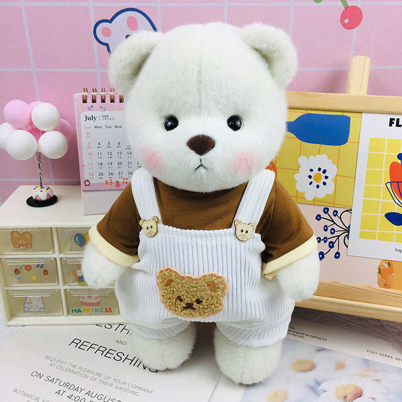 Handmade Jointed Bear Plush Doll – 30cm Soft Toy with Baby Clothes (Medium Size)