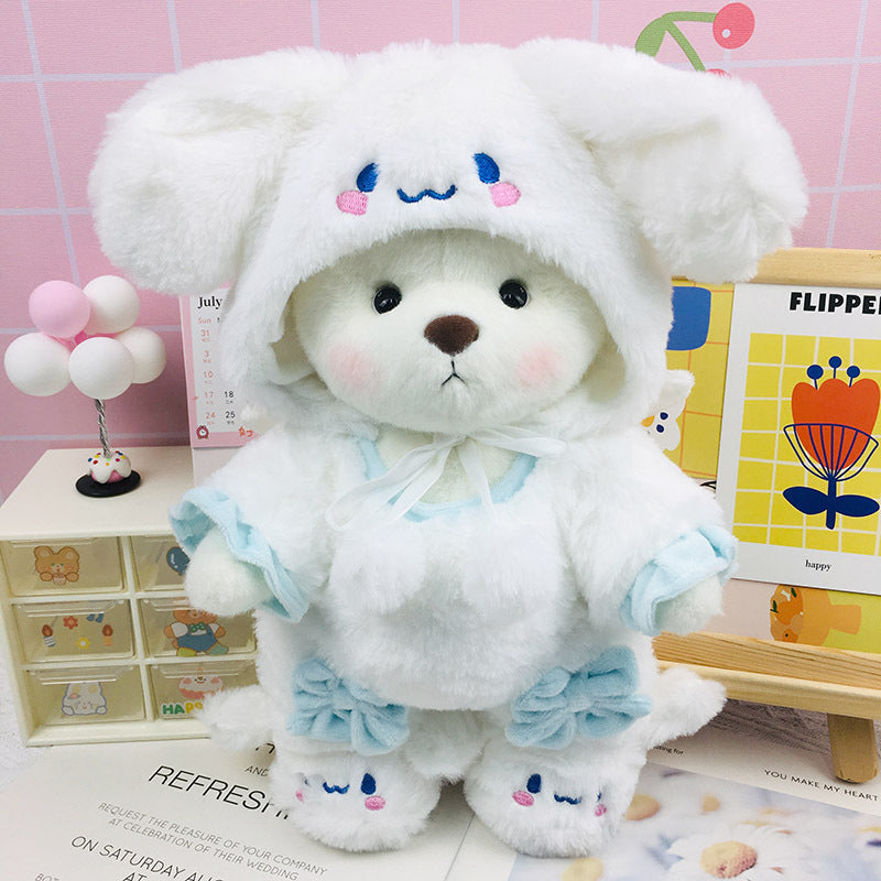 Handmade Jointed Bear Plush Doll – 30cm Soft Toy with Baby Clothes (Medium Size)