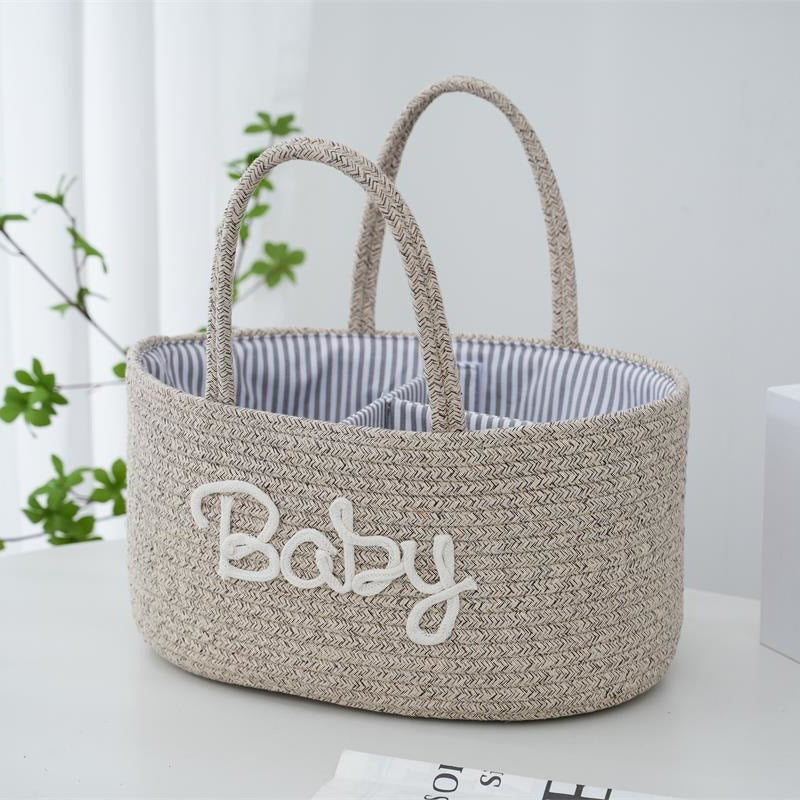 Multifunctional Cotton Rope Diaper Caddy – Portable Baby Organizer Basket