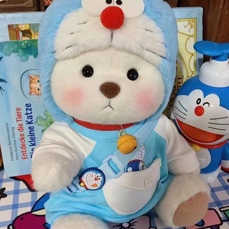 Handmade Jointed Bear Plush Doll – 30cm Soft Toy with Baby Clothes (Medium Size)