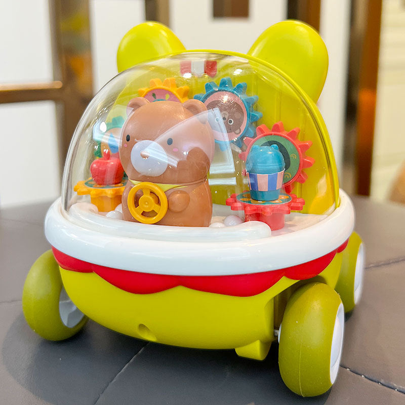 Bear Inertia Gear Puzzle Car – Drop-Resistant Cartoon Toy for Boys & Girls (No Batteries Needed)