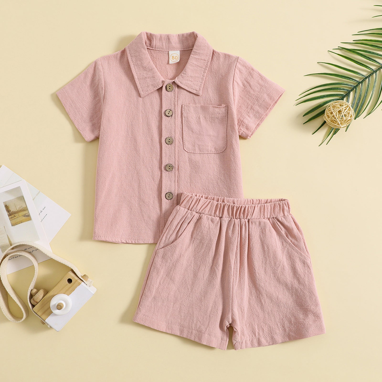 Baby Boy Summer Outfit – Cotton Linen 2-Piece Set