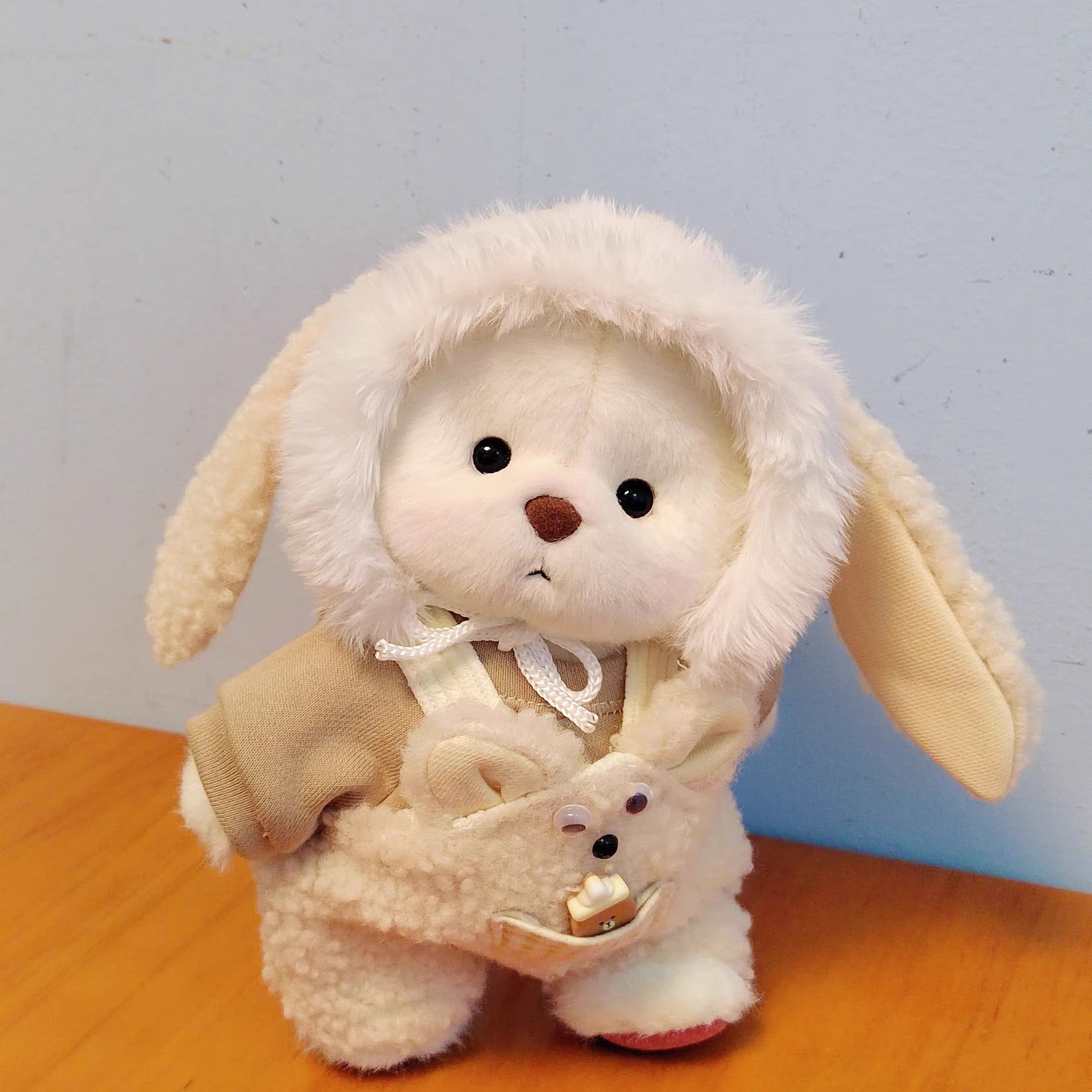 Handmade Jointed Bear Plush Doll – 30cm Soft Toy with Baby Clothes (Medium Size)