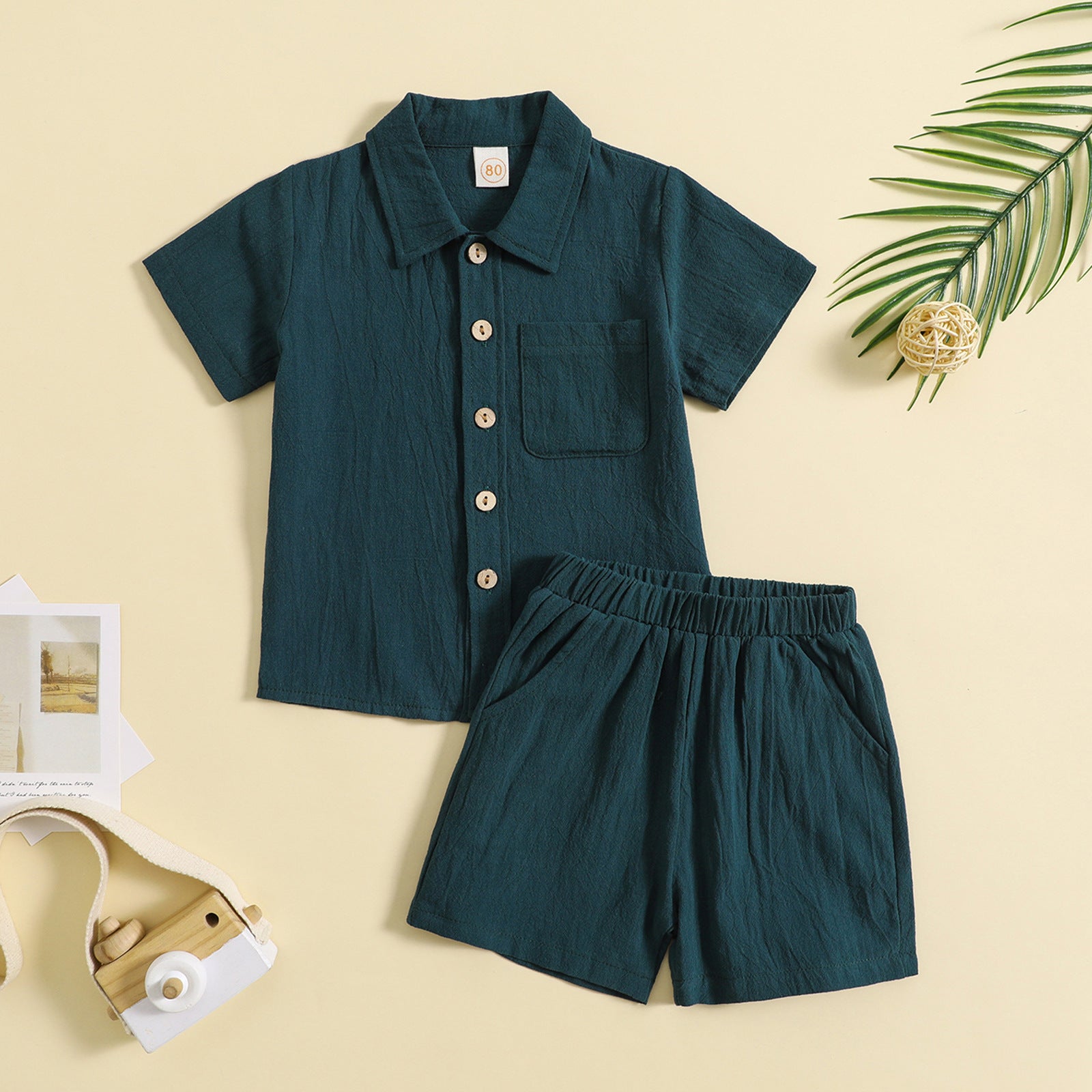 Baby Boy Summer Outfit – Cotton Linen 2-Piece Set
