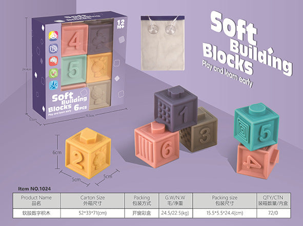 Soft Rubber Animal Building Blocks – Early Learning Puzzle Toy for Babies & Toddlers