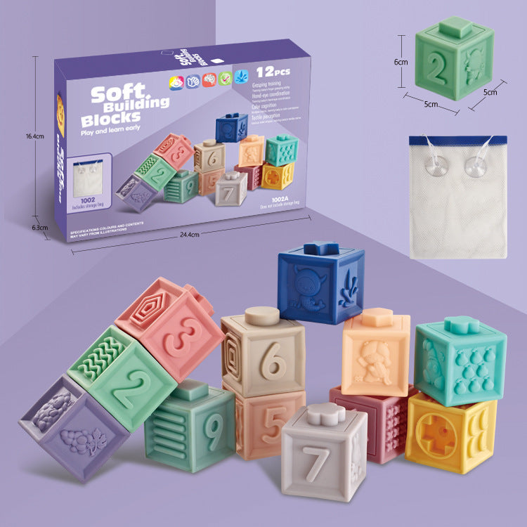 Soft Rubber Animal Building Blocks – Early Learning Puzzle Toy for Babies & Toddlers