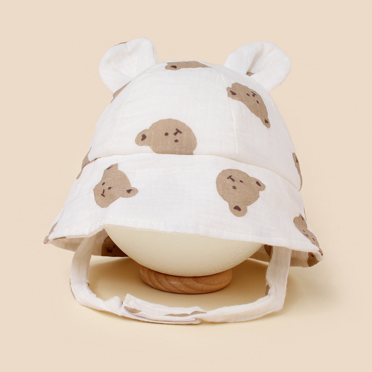Cute Baby Bear Cotton Sun Hat – Infant Summer Cartoon Fisherman Hat with UV Protection