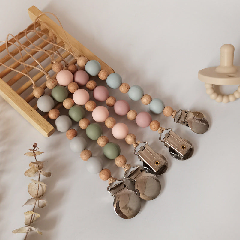 Silicone Bead Pacifier Clip – Soothing Teething Chain for Babies (DIY-Friendly)