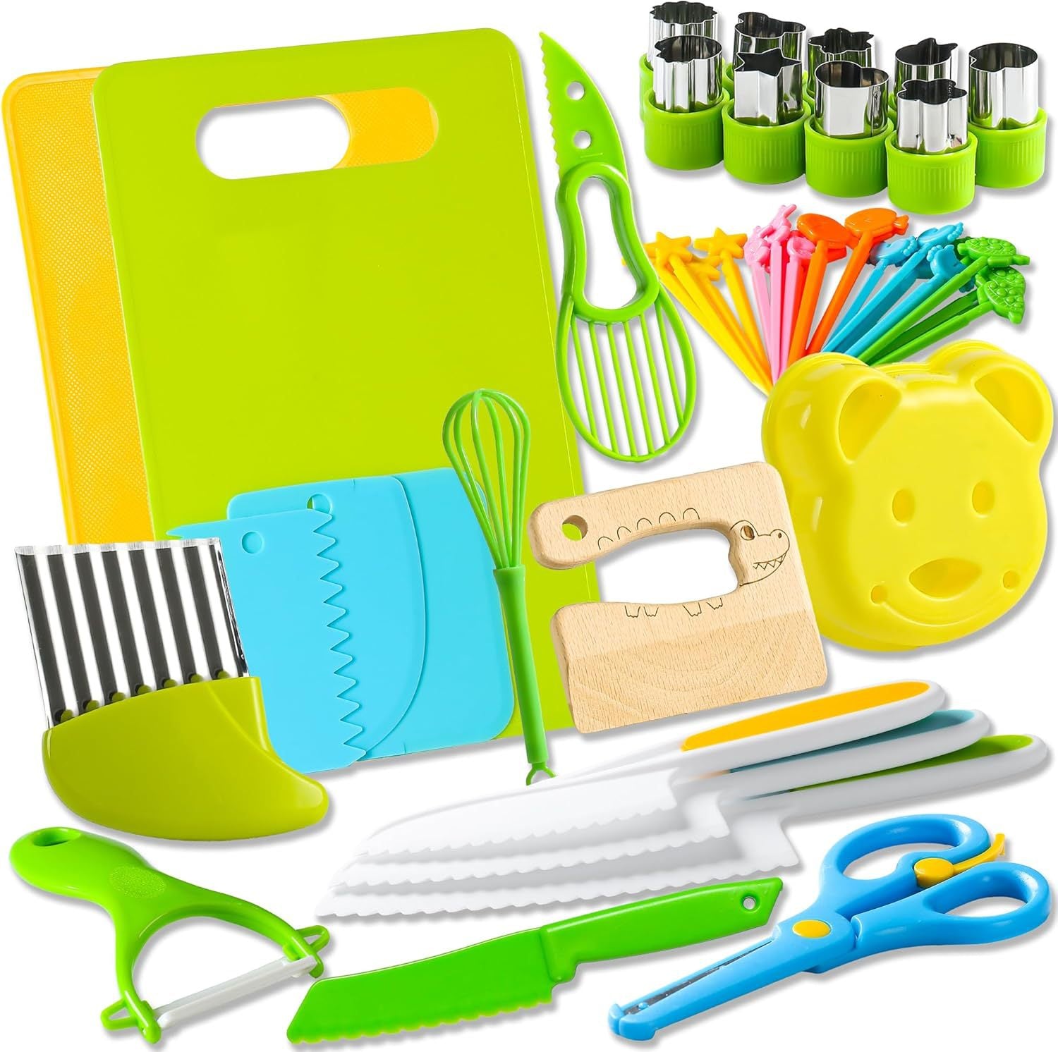 Children’s Safe Knife Set – Plastic Serrated Fruit Knife & Cutting Board for Kids