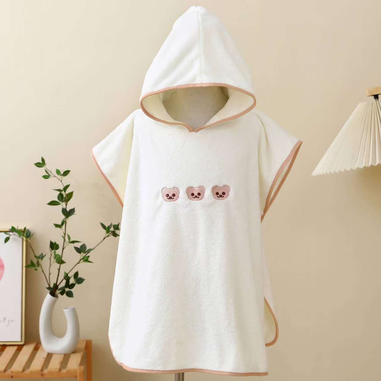 Children's bath towel, cape with hat, baby coral fleece absorbent quick drying bathrobe, vacation men's and women's beach towel