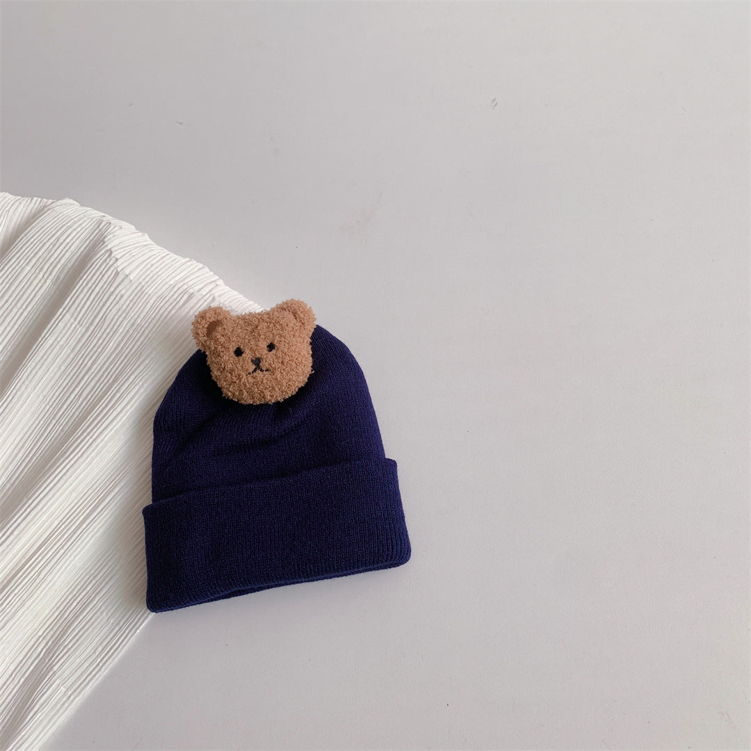 Baby Bear Knit Wool Hat – Warm Winter Pullover Hat (0–1 Year)