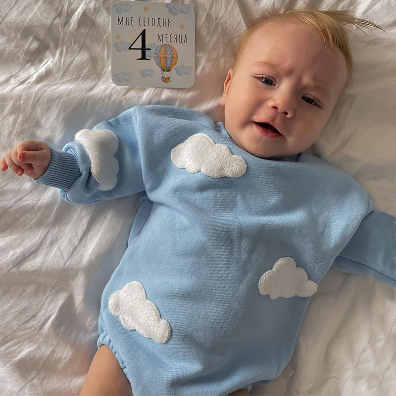 3D Cloud Flower Baby Jumpsuit – Soft Cotton Romper for Spring & Autumn