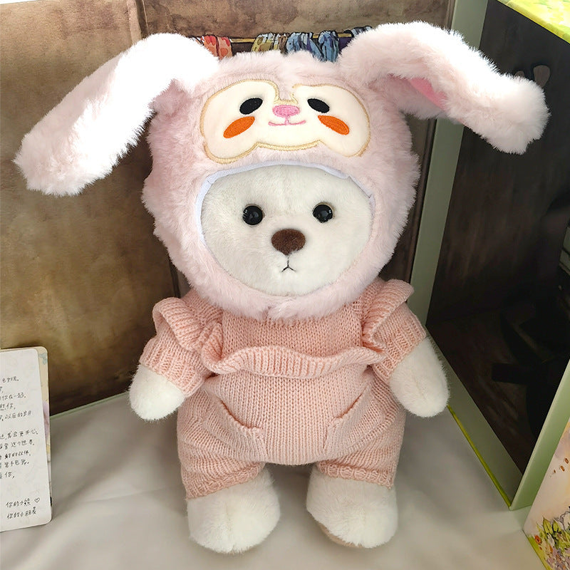 Handmade Jointed Bear Plush Doll – 30cm Soft Toy with Baby Clothes (Medium Size)
