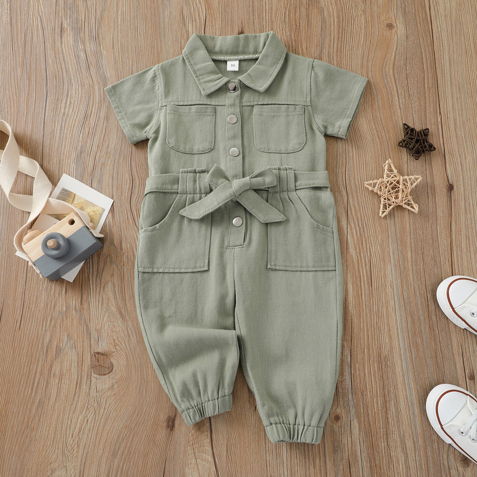 Toddler Girls’ Casual Jumpsuit with Pockets – 1 to 5 Years
