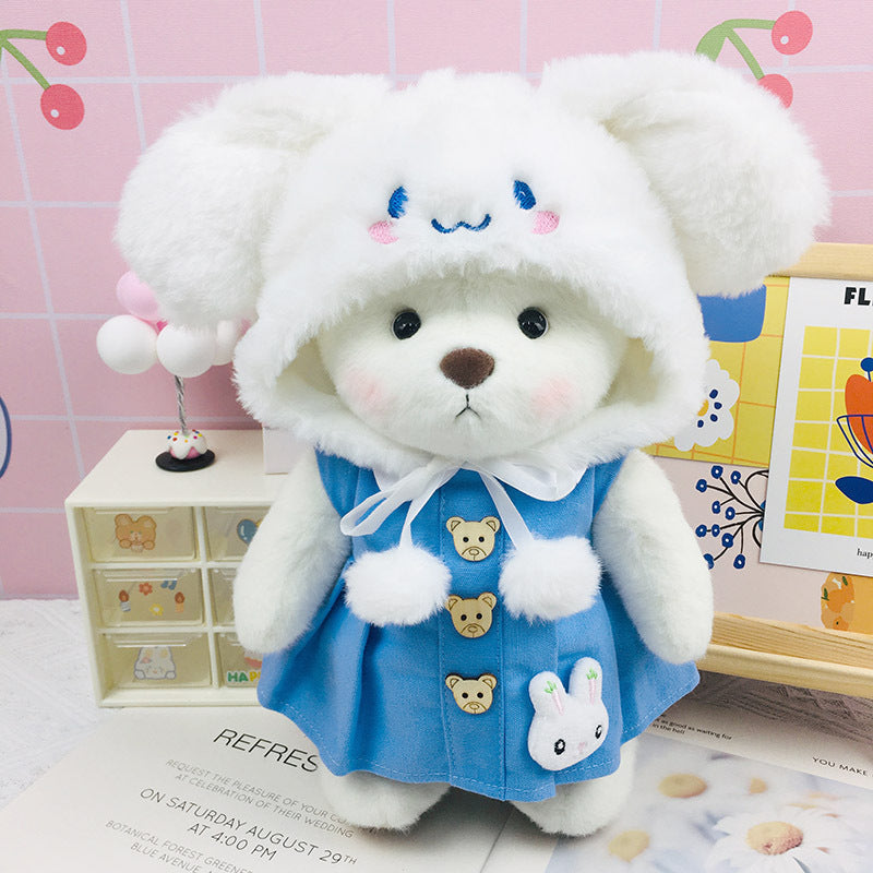 Handmade Jointed Bear Plush Doll – 30cm Soft Toy with Baby Clothes (Medium Size)