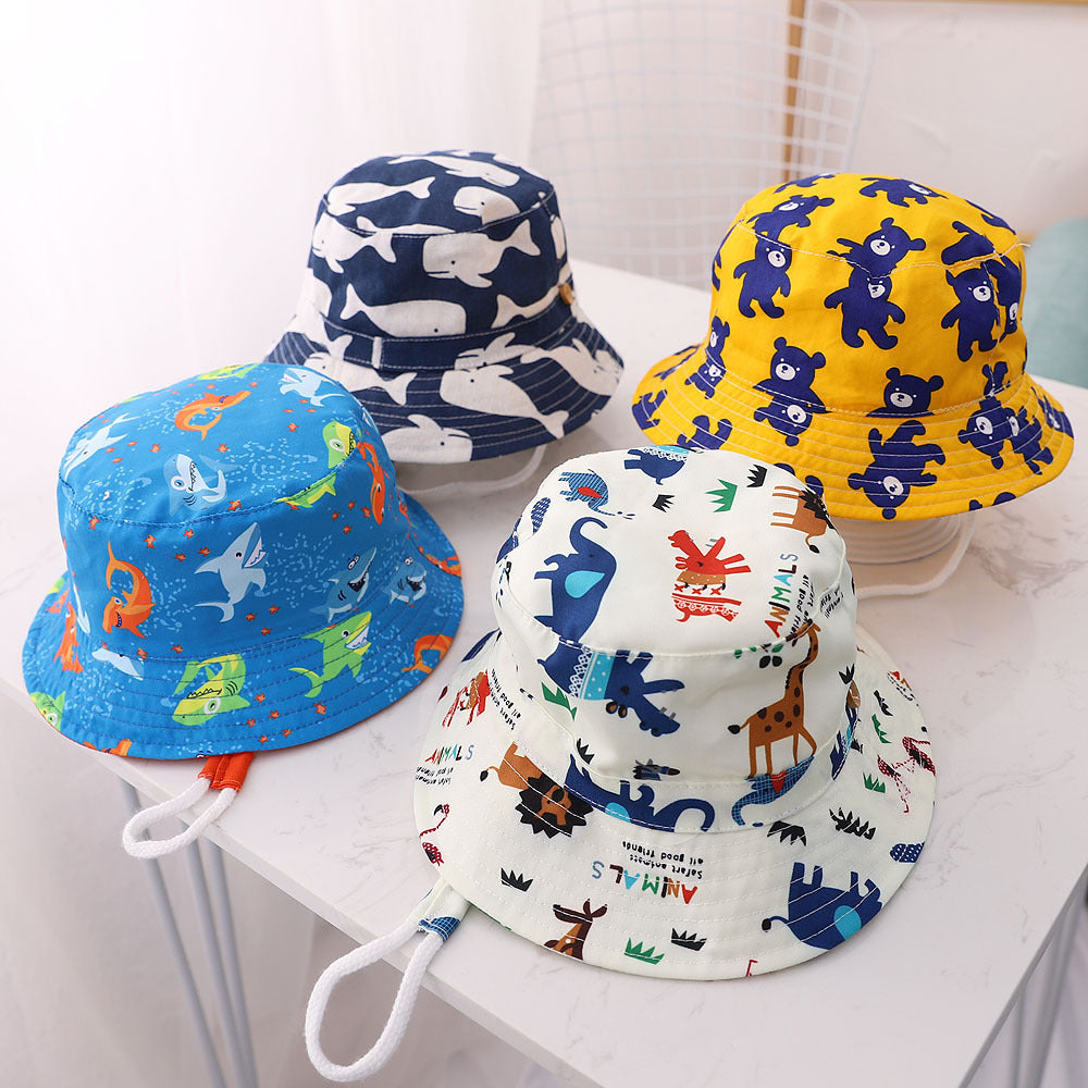 Baby Animal Print Fisherman Hat – Windproof Spring/Summer Sun Hat