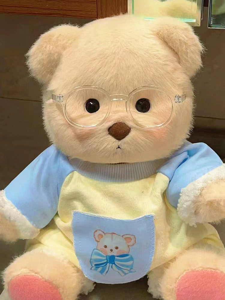 Handmade Jointed Bear Plush Doll – 30cm Soft Toy with Baby Clothes (Medium Size)