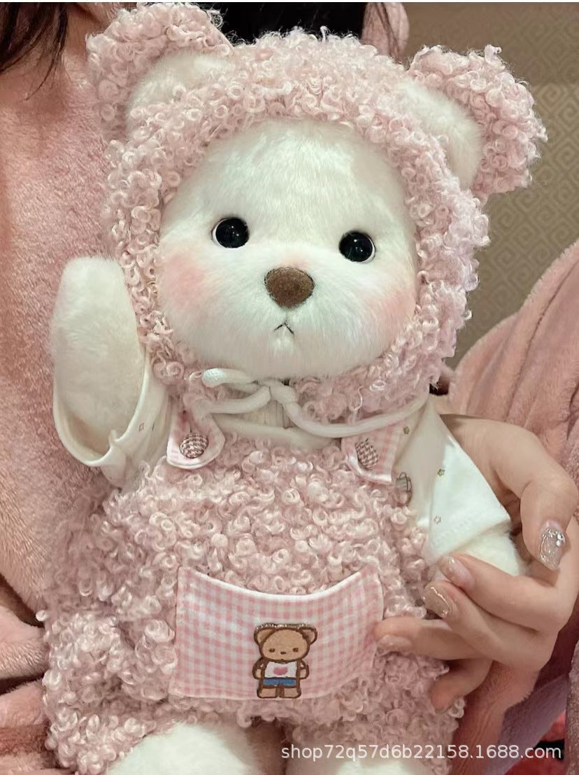 Handmade Jointed Bear Plush Doll – 30cm Soft Toy with Baby Clothes (Medium Size)