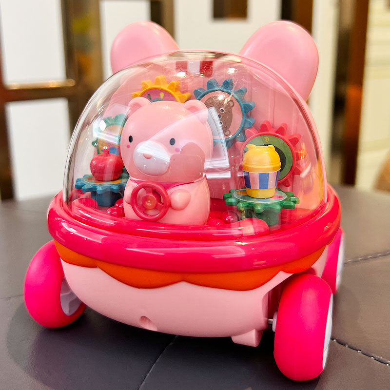 Bear Inertia Gear Puzzle Car – Drop-Resistant Cartoon Toy for Boys & Girls (No Batteries Needed)