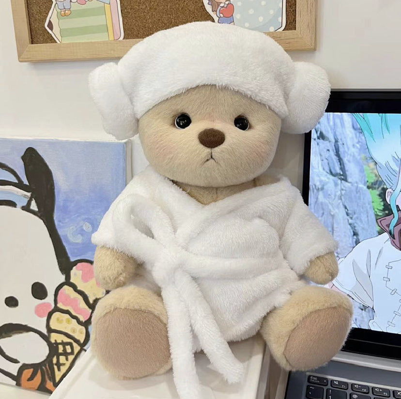 Handmade Jointed Bear Plush Doll – 30cm Soft Toy with Baby Clothes (Medium Size)