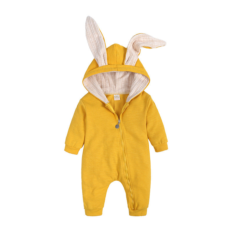 Baby Bunny Romper – Big-Eared Hooded Zip Onesie