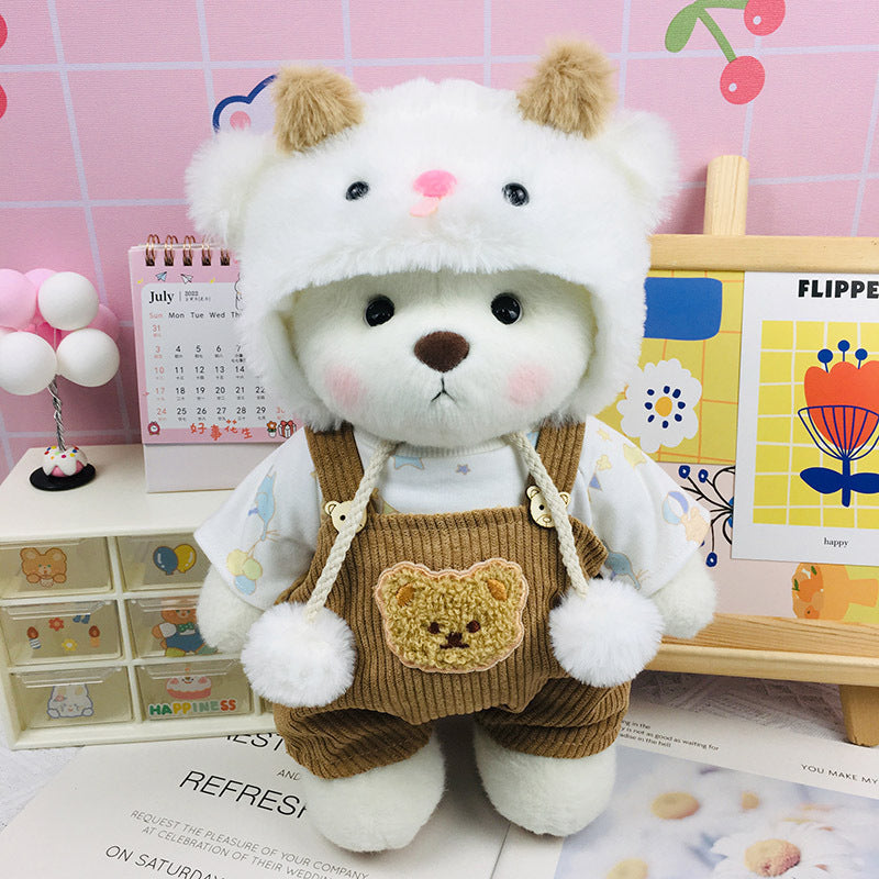 Handmade Jointed Bear Plush Doll – 30cm Soft Toy with Baby Clothes (Medium Size)