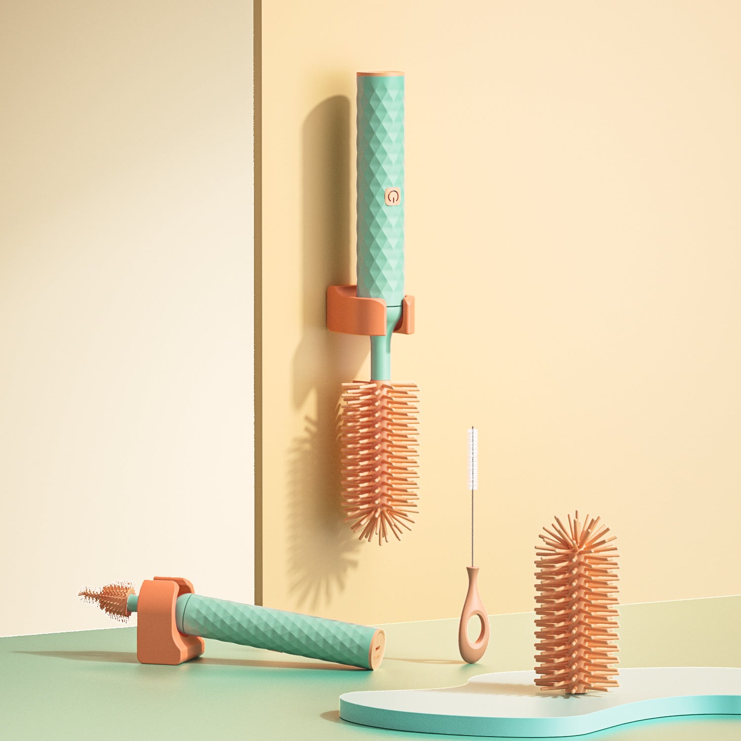 Electric Baby Bottle Cleaning Brush Set – 360° Rotating Brush with Nipple & Cup Attachments
