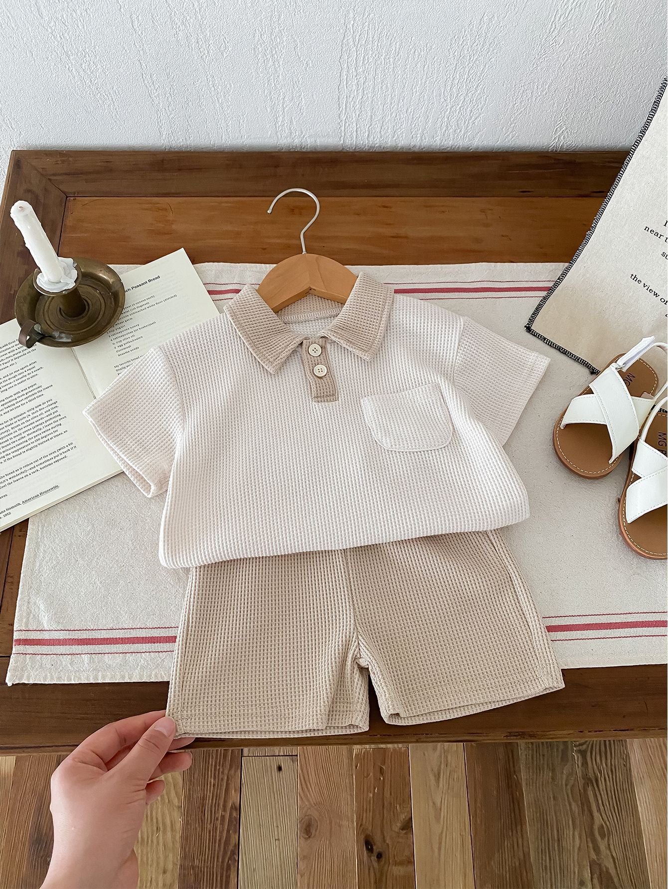 Summer Baby Boy Clothing Set – 2-Piece Outfit with Turn-Down Collar T-Shirt & Shorts