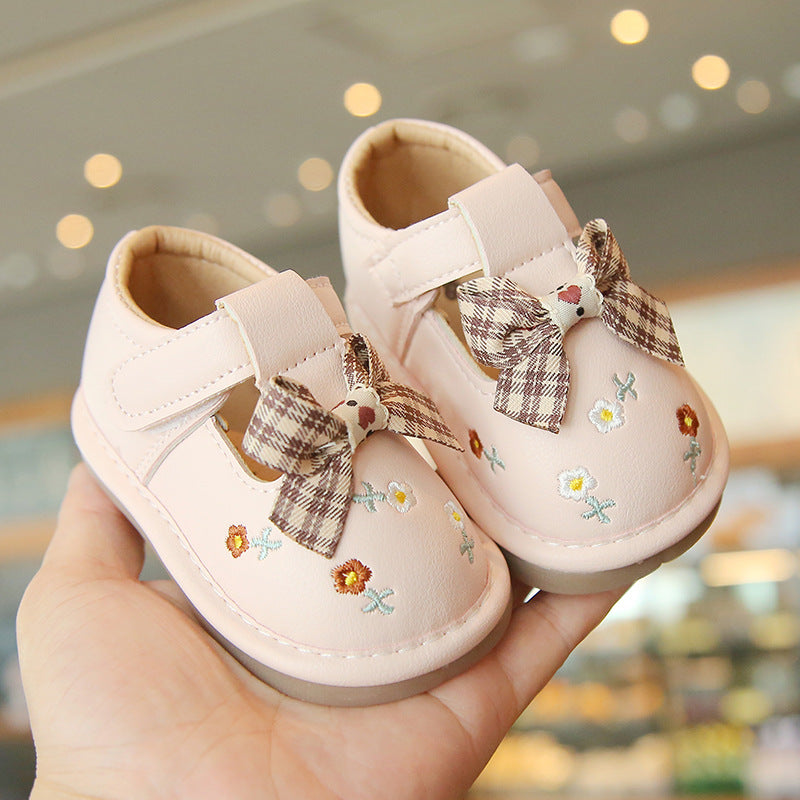 Spring & Autumn Baby Girl Walking Shoes – Soft Bottom Bow Princess Shoes with Anti-Slip Sole