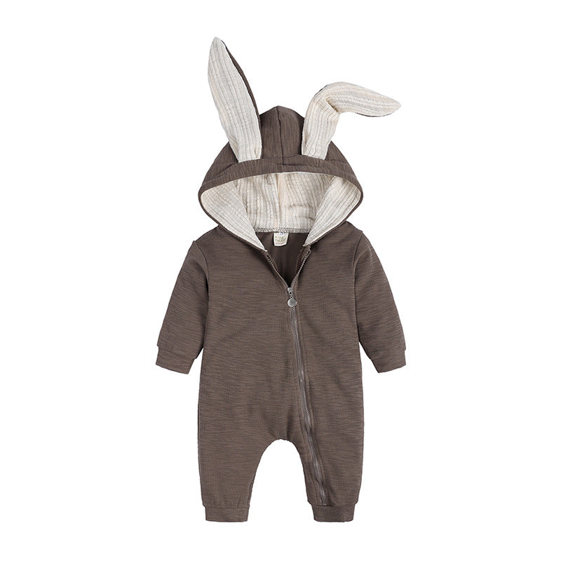 Baby Bunny Romper – Big-Eared Hooded Zip Onesie