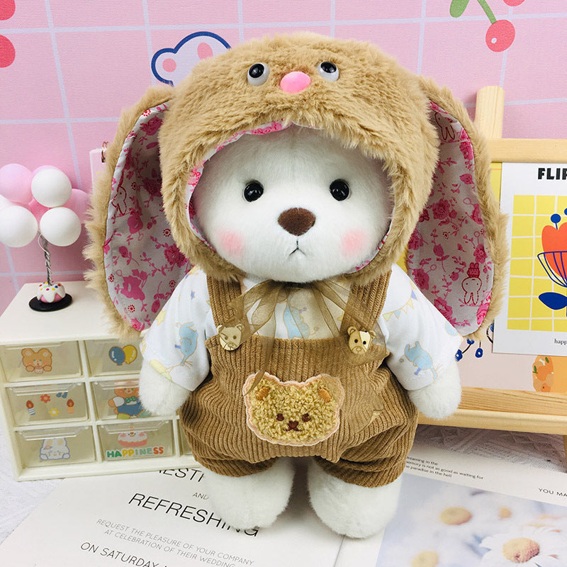 Handmade Jointed Bear Plush Doll – 30cm Soft Toy with Baby Clothes (Medium Size)