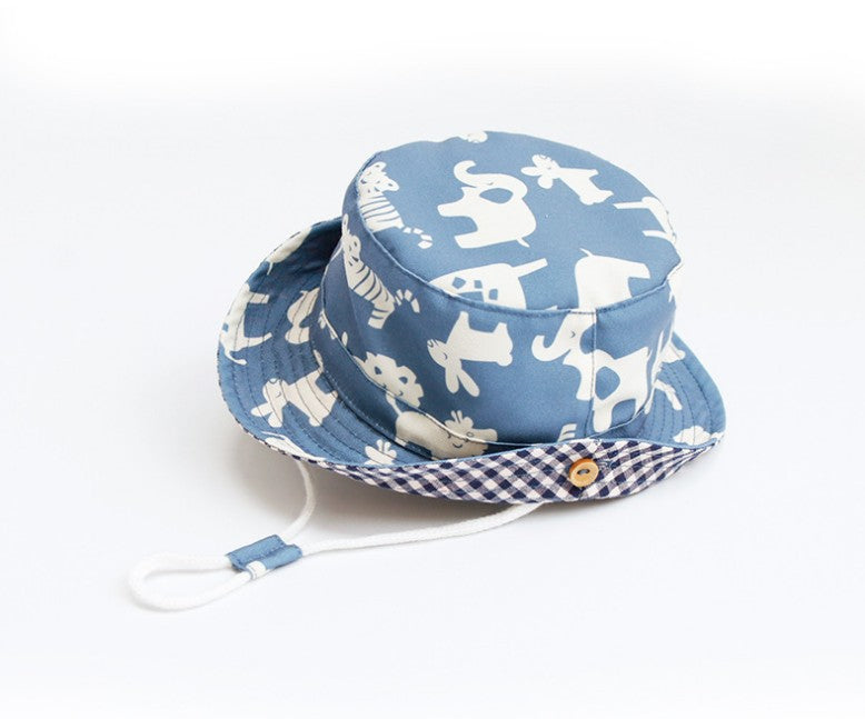 Baby Animal Print Fisherman Hat – Windproof Spring/Summer Sun Hat
