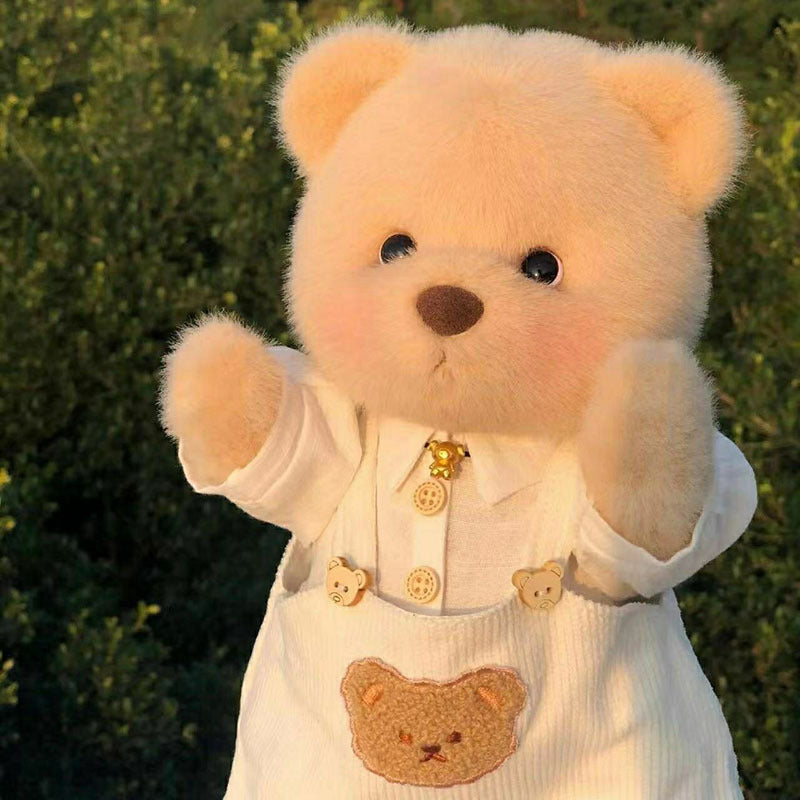 Handmade Jointed Bear Plush Doll – 30cm Soft Toy with Baby Clothes (Medium Size)