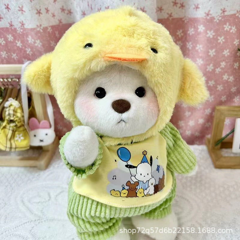 Handmade Jointed Bear Plush Doll – 30cm Soft Toy with Baby Clothes (Medium Size)