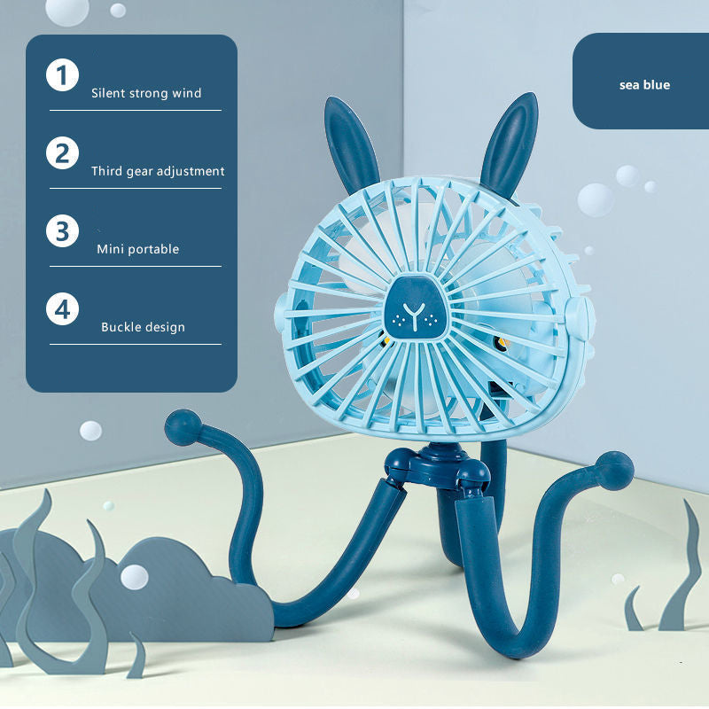Octopus Baby Stroller Fan – USB Rechargeable Clip-On Fan with Flexible Tripod