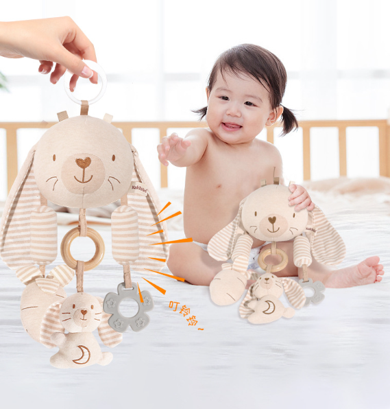 Organic Cotton Wind Chime Toy – Car & Crib Hanging with Teether (0–3 Years)