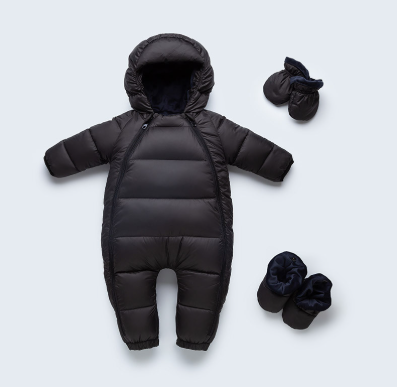 Baby Down Jumpsuit with Hoodie – Thick Wool-Lined Outdoor Romper (Unisex)