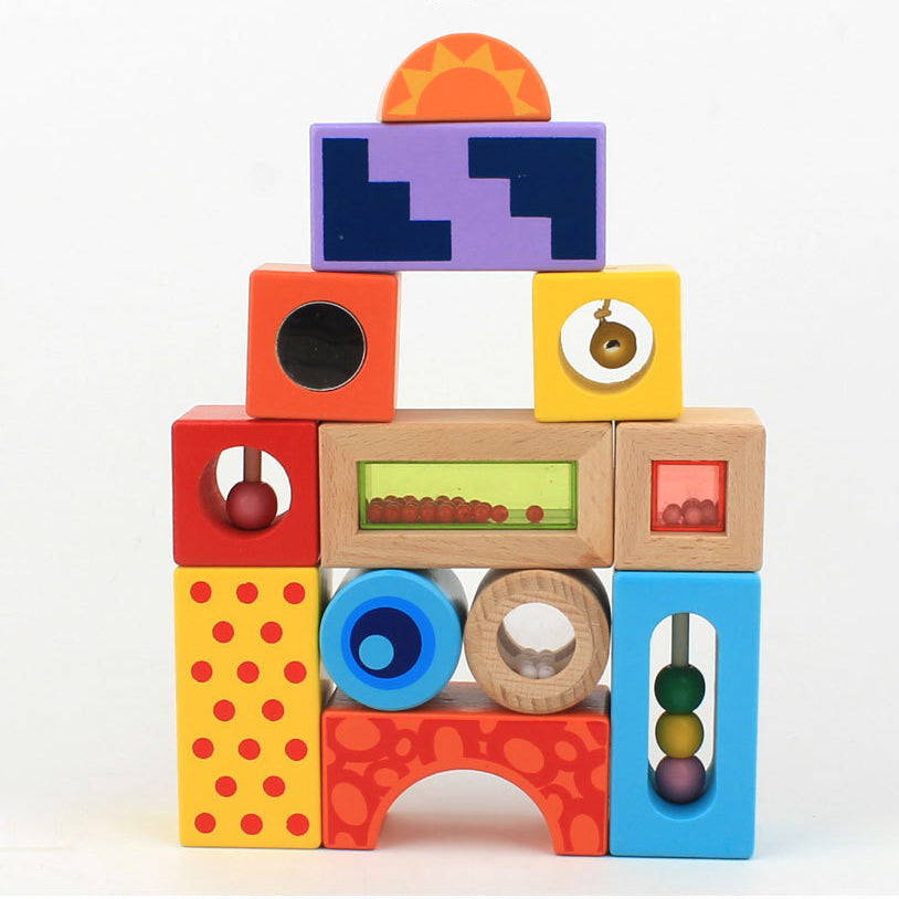 Wooden Sensory Stacking Blocks – Montessori Building Toy for Toddlers